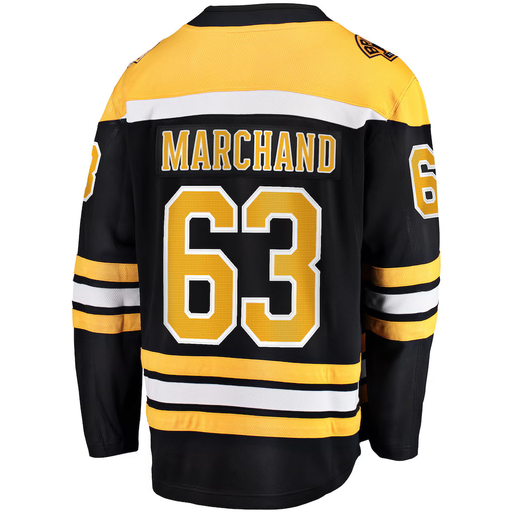 Boston Bruins #63 Brad Marchand Fanatics Black Home Breakaway Embroidery Jersey
